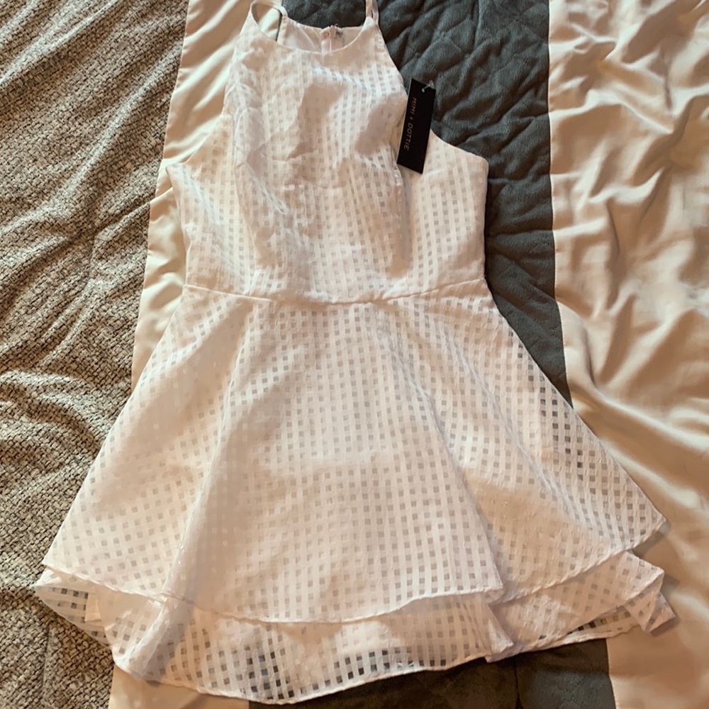 NWT White Halter Romper with Sheer Pattern Size Small